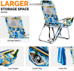 16" Tall Beach Chairs for Adults,2-Pack Lightweight Backpack Chair with 5-Position,Cooler Bag,Cup Holder,Towel Rack，Suitable for Camping Pool Patio Lawn Outdoor Travel