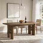63-Inch Dining Table for 4-6, Solid Wood Kitchen Table with Large Tabletop and Heavy Duty Legs, Rectangular Farmhouse Eating Tables for Dining Room, Living Room, Rustic Brown