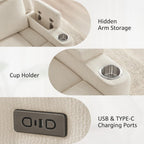 Oversized Nursery Glider Rocking Chair, 270° Swivel Glider Recliner Chair with USB & Type-C Ports, Cup Holders & Armrest Storage, Soft Chenille Nursery Chair for Living Room, Bedroom