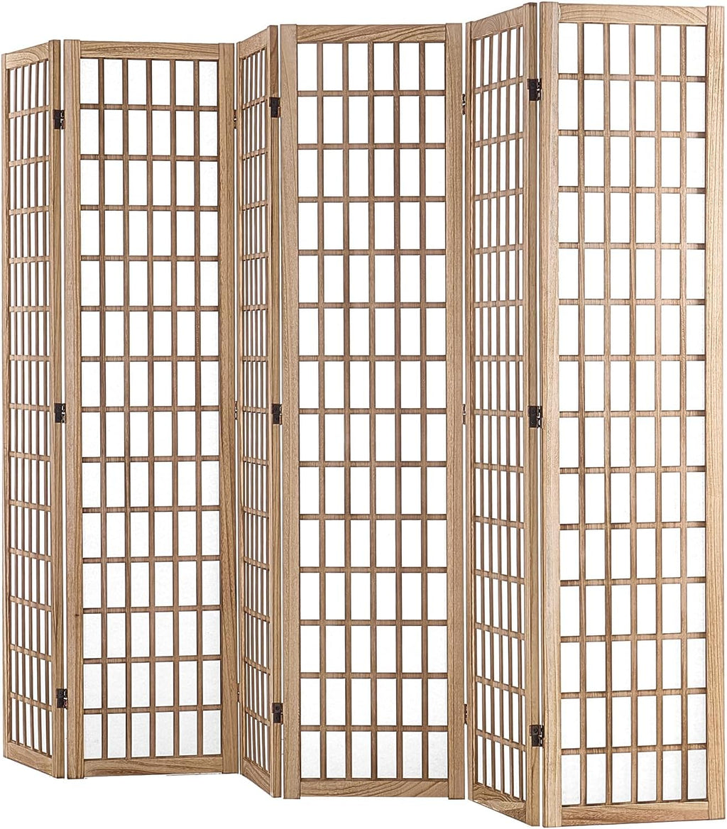 VEVOR Room Divider, 6 Panel Japanese Room Divider, Wood Folding Privacy Screen Indoor, Partition Dividers Portable Decoration Screens, for Room Separation Home Office Restaurant & Bedroom(Natural)