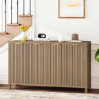 Fluted Buffet Cabinet with Storage, 55" Sideboard Cabinet with 4 Doors, Modern Credenza Accent Console Cabinet Coffee Bar Table for Living Room Dining Room Hallway, Walnut