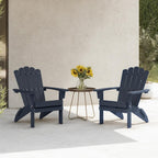 Folding HDPE Adirondack Chair Set of 2, Weather-Resistant Patio Chair with Wide Armrests & High Backrest, Fire Pit Chair for Garden, Backyard, Porch (Blue)