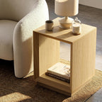 ModernMate End Table with Charging Station, 2-Tier Side Table with Open Storage, Wood Nightstand with USB Ports & Outlets, Modern Bedside Table for Bedroom Living Room, Easy Assembly, Natural Wood