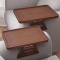 2 Pack Couch Arm Tray,Bamboo Folding Sofa Tray,Sofa Armrest Tray Clip-On Couch Desk for Drinks,Snacks,Phone,Remote Control（Brown）
