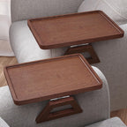 2 Pack Couch Arm Tray,Bamboo Folding Sofa Tray,Sofa Armrest Tray Clip-On Couch Desk for Drinks,Snacks,Phone,Remote Control（Brown）