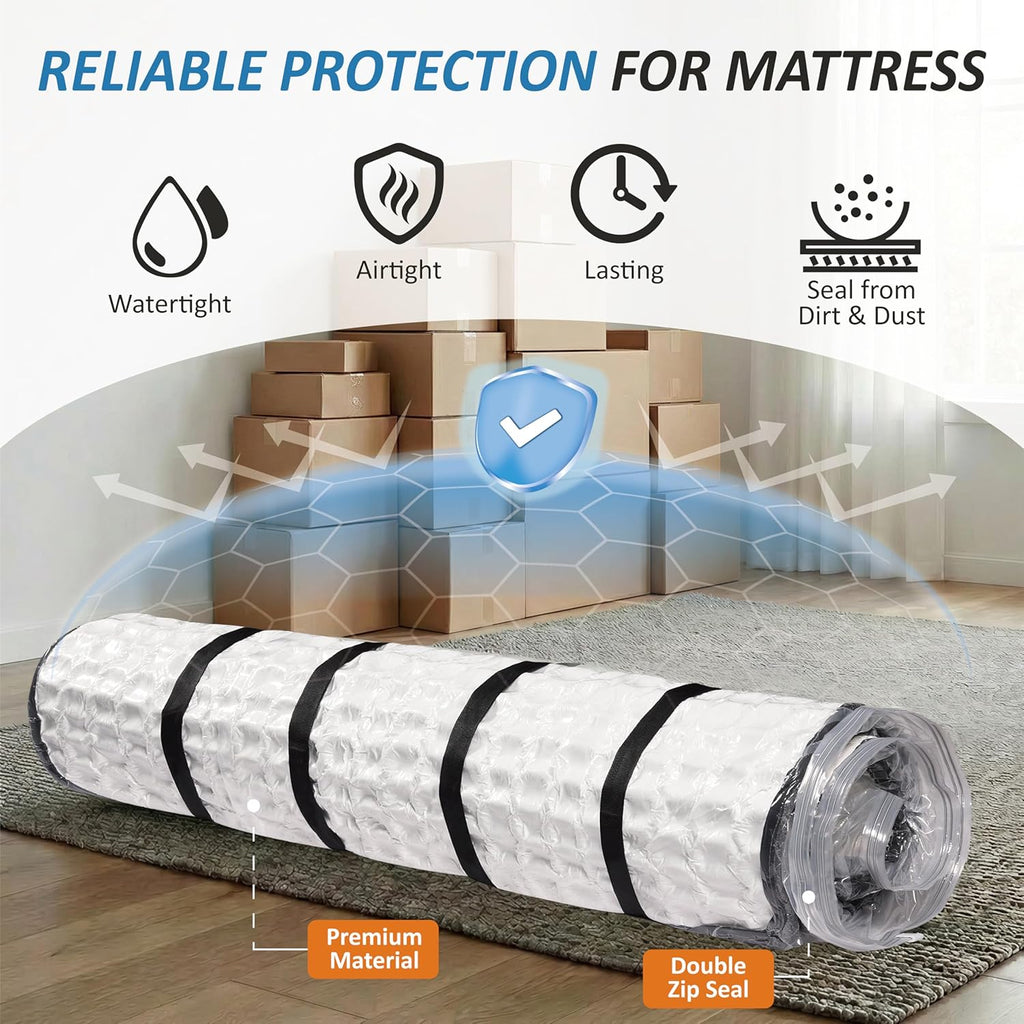 Storage Logic Foam Mattress Vacuum Bag with 4 Adjustable Packing Straps for Moving, Storage, Shipping, Vacuum Seal Mattress Bag with Packaging Straps (Queen/Full/Full-XL)