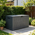 Durable Outdoor Storage Container, All-Weather Patio Storage Bench, Fine Rain Dust Resistance, Safety Lock Design, Assembly Without Tool, Space Saving Structure for Yard Daily Use 804E