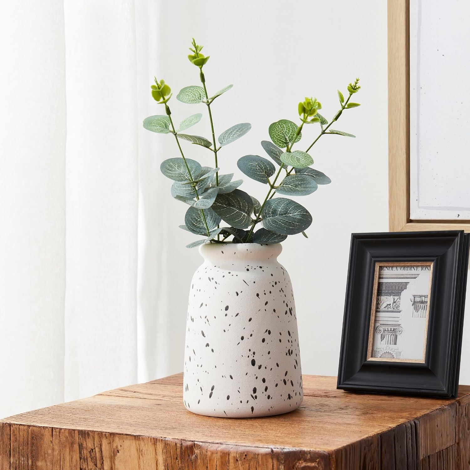 VCNY Home 6-Inch Speckled Matte Ceramic Decorative Vase, 2-Pack, Ivory