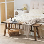 Wnutrees 51.2" Solid Wood Bench, Farmhouse Rustic Entryway Bench Seat for Dining Room, Hallway, End of Bed, Handcrafted Finish, Natural