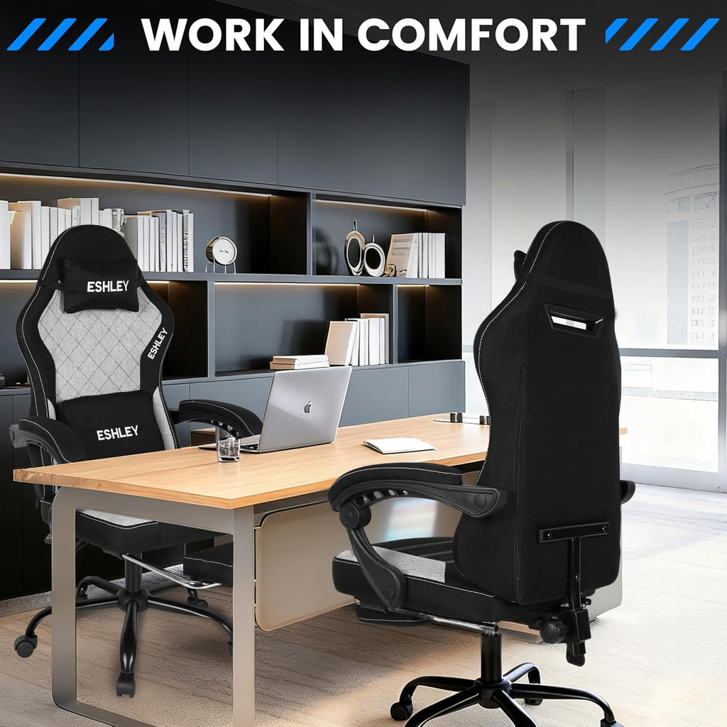 Gaming Chair, Ergonomic Computer Chair with Footrest and Lumbar Support, Height Adjustable Office Chair with 360° Swivel Seat and Headrest