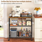 3 Tier Rolling Kitchen Microwave Cart, 33 Inch Microwave Table Stand with Adjustable Shelf, Kitchen Storage Island Utility Cart on Lockable Wheels, Bakers Rack Coffee Bar for Living Room, Office