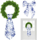2 Pcs Wreath Sash for Front Door Reversible Chinoiserie Wreath Sash Accessories Decor for Monogram Garland Ribbon Porch Indoor Outdoor Home Party Yard Doorway(Chinese Style)