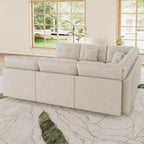 LLappuil 137" Modular Sectional Sofa with Storage, 9 Seater Corduroy U Shaped Couch with 9 Throw Pillows, Convertible Sofas for Living Room, Pet-Friendly, Scratch Resistant, Reconfigurable, Beige