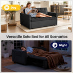 3 in 1 Sofa Bed, Loveseat Sleeper Sofa Bed with Side Pockets, Velvet Fabric Pull Out Couch with Adjustable Backrest for Living Room, Bedroom, Apartment, Black