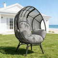 Wicker Chair Egg Chair Design, Indoor Outdoor, 400lbs Capacity, 8-Inch Removable Cushion Balcony Chairs(Black+Gray)