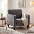 Modern Accent Chairs for Living Room, Corner Chairs for Adults, Reading Chair with Armrest and Backrest, Comfy Lounge Chairs for Bedroom Reception Waiting Room, Dark Grey 1 Pack
