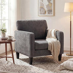 Modern Accent Chairs for Living Room, Corner Chairs for Adults, Reading Chair with Armrest and Backrest, Comfy Lounge Chairs for Bedroom Reception Waiting Room, Dark Grey 1 Pack