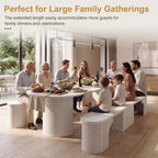 AF ARTISAN FURNITURE Oval Extendable Dining Bench, Extendable MDF (39"-102"), Seats 1-4, Space-Saving Design for Kitchen & Dining, Simple Installation(White)