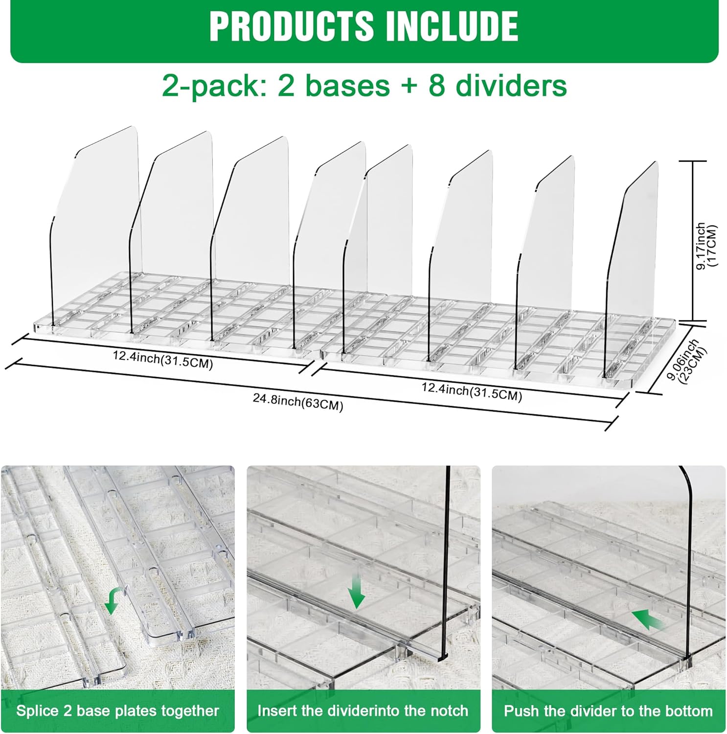 Bag & Purse Organizer for Closet, 2 Sets Adjustable Clear Handbag Storage Shelf, Plastic Clutch Dividers for Closet Organizers and Storage-Keep Purses upright (2 Sets)