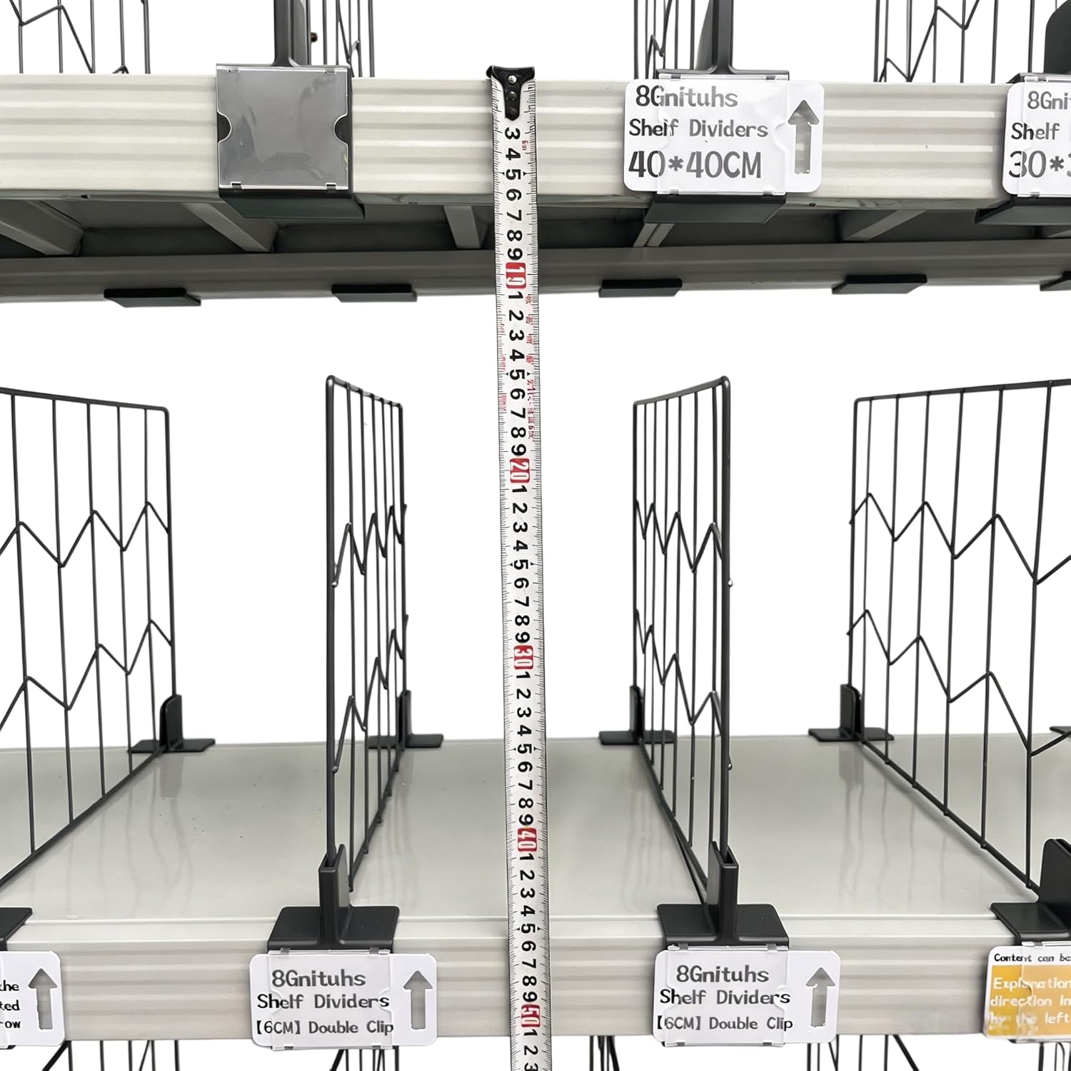 20 Pcs 60 * 40CM Pack Wire Shelf Divider, Closet Dividers Shelf Organizers, Ideal for Product Display and Organization, Retail Shelving by Clip Strip Marker Label，Separators for Clothes