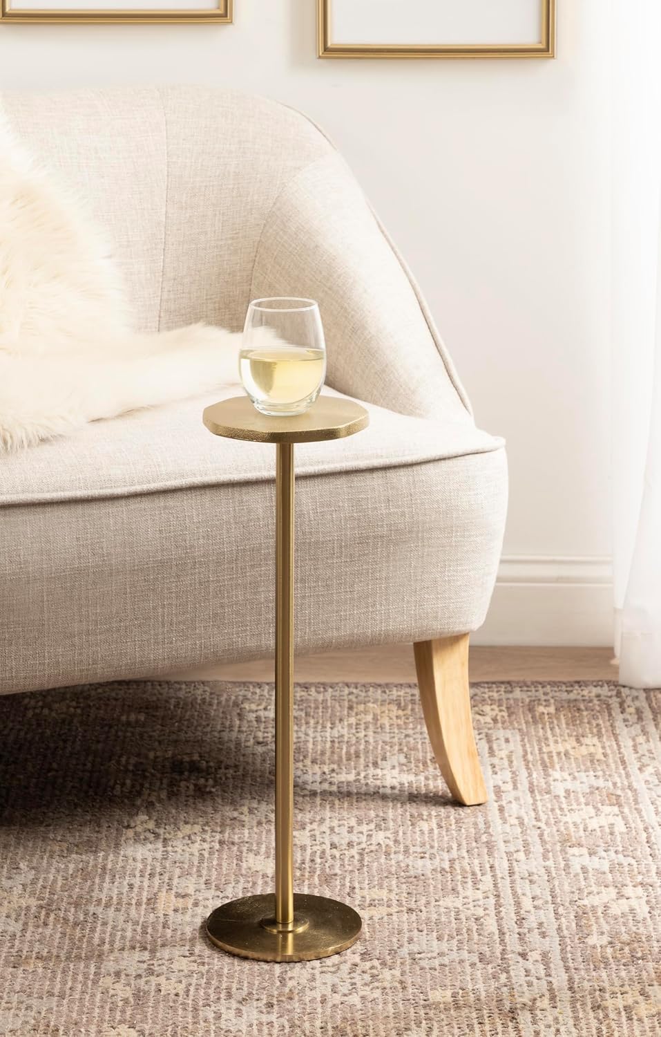 Kate and Laurel Pianka Decorative Modern Pedestal Round Drink Table, 7 x 7 x 22, Gold, Cast Aluminum Mini Table with Organic Tabletop Shape for Use as Small Plant Stand or Living Room Accent
