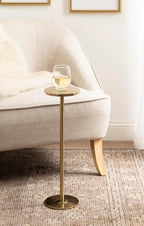 Kate and Laurel Pianka Decorative Modern Pedestal Round Drink Table, 7 x 7 x 22, Gold, Cast Aluminum Mini Table with Organic Tabletop Shape for Use as Small Plant Stand or Living Room Accent