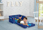 Delta Children Cozee Kids Couch 2-Seater Kids Sofa, Convertible 2-in-1 Flip Open Toddler Couch Sleeper, Foam Chair for Playroom & Bedroom, Bed Lounger, Comfy Play Sleeping Lounge Chair, Space Theme