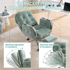 Criss Cross Office Chair with Foot Rest and Flip Armrests for Pets | Cross Legged Office Chairs for Women Reclining Desk Chair Comfy Vanity Chair with Back and Wheels for Home Office Green