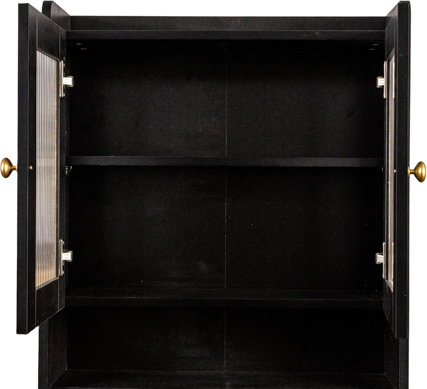 Black Kitchen Pantry Hutch Storage Cabinet, Farmhouse Buffet Sideboard with Microwave Stand Freestanding Coffee Bar Cabinet for Kitchen, 70.9” Tall