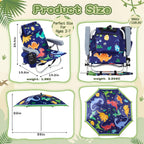Yalikop Kids Beach Chair with 4 Positions Seaside Beach Chair with Umbrella Kids Folding Camping Seating for Boy Girls Children Sand Camping Travel Outdoor Summer Supply(Dinosaur Theme)