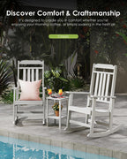 GREENVINES Outdoor-Rocking-Chairs-Set-of-2 | HDPE Plastic | Patio Rockers | Porch Rocker Chair | Oversized | High Back | Big & Tall | White