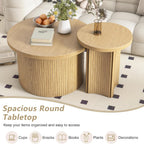 Mxtxmy Set of 2 Nesting Coffee Tables Farmhouse,Round Coffee Table Living Room,Wood Finish Coffee Table Set, Small Coffee Tables, Sofa Side Living Room Bedroom Coffee Side Table (Large Size - Set)