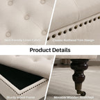 4-in-1 Square Storage Ottoman Bench with Rolling Wheels,Large Ottoman with Storage,Upholstered Coffee Table for Living Room/Bedroom,Beige