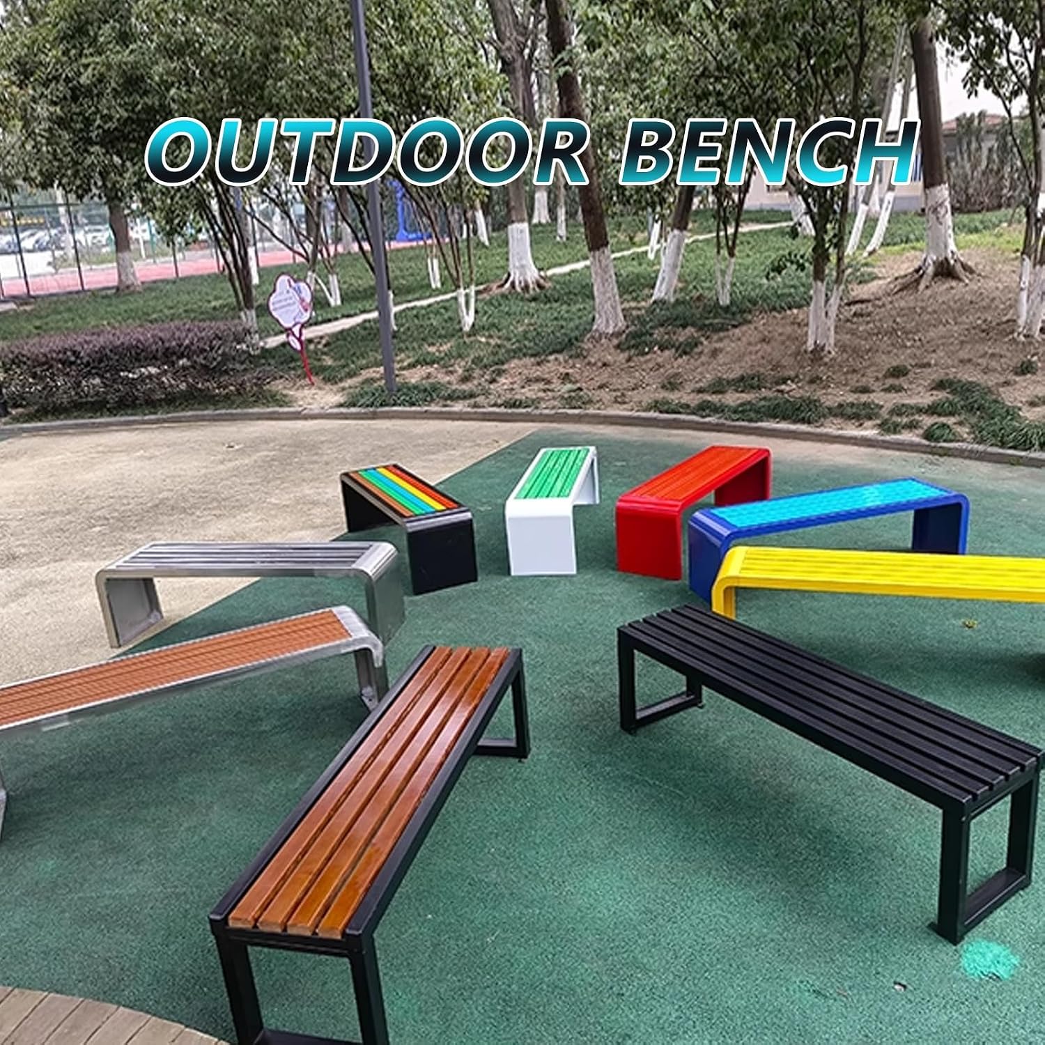 Curved Backless Outdoor Bench Clearance Weatherproof Garden Porch Benches with Oiled Finish Never Deformation or Fade Ideal for Porch Pool Garden Lawn(Red,120cm/47in)