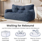 Pamapic 59" Bean Bag Chair,2 Seat Loveseat Sofa,Ultra Soft Dutch Velvet,Fluffy Comfort Washable Cover,Corduroy Lazy Sofa Bed for Adults,Fit Living Room, Bedroom,Outdoor Spaces,72h Rebound,Blue