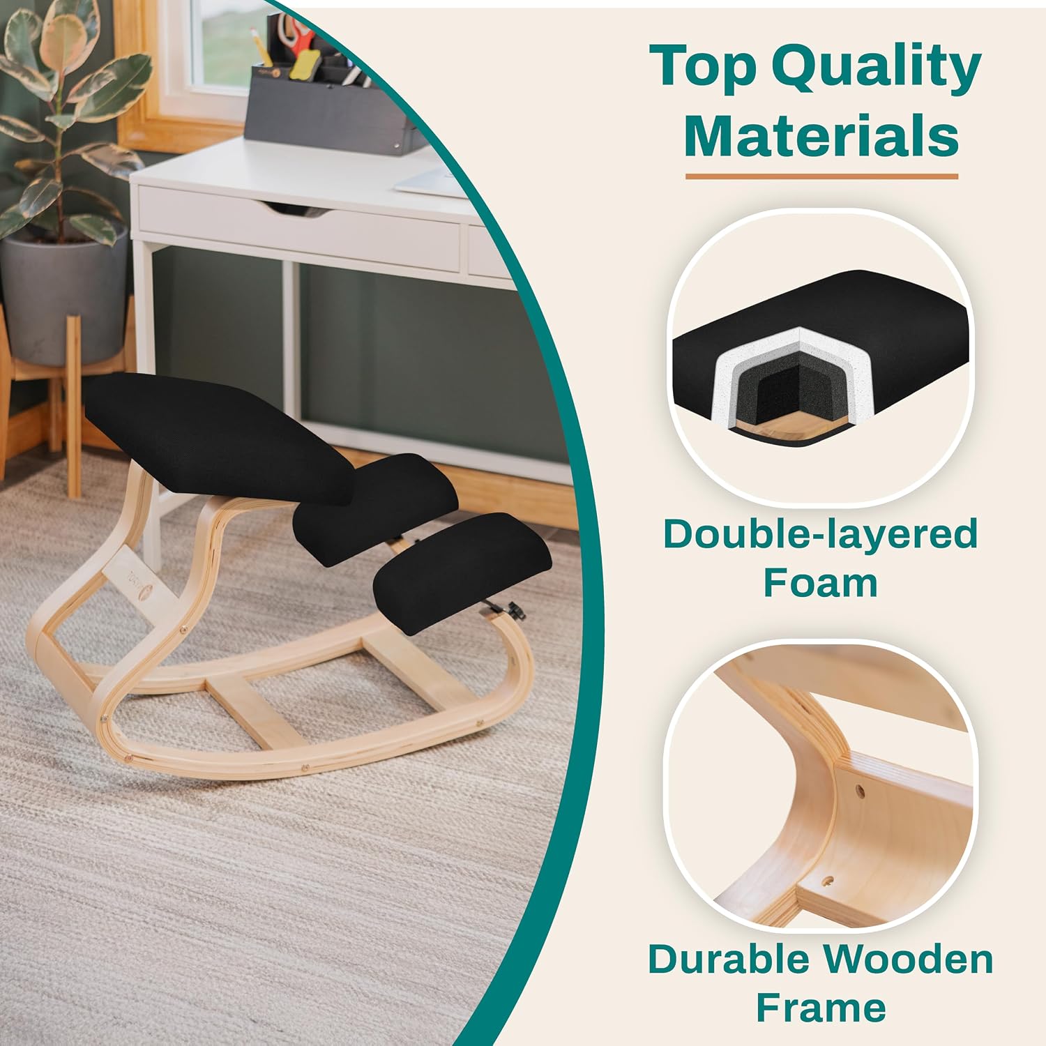 NYPOT Ergonomic Kneeling Chair with Adjustable Seats - Knee Chair for Posture Correction & Kneel Rocking Stool for Desk - Back Pain Relief and Support for Home and Office
