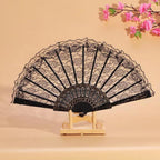 Renaissance Gothic lady Folding Lace Fan Handheld with Tassels For Wedding Bridal Tea Dancing Party