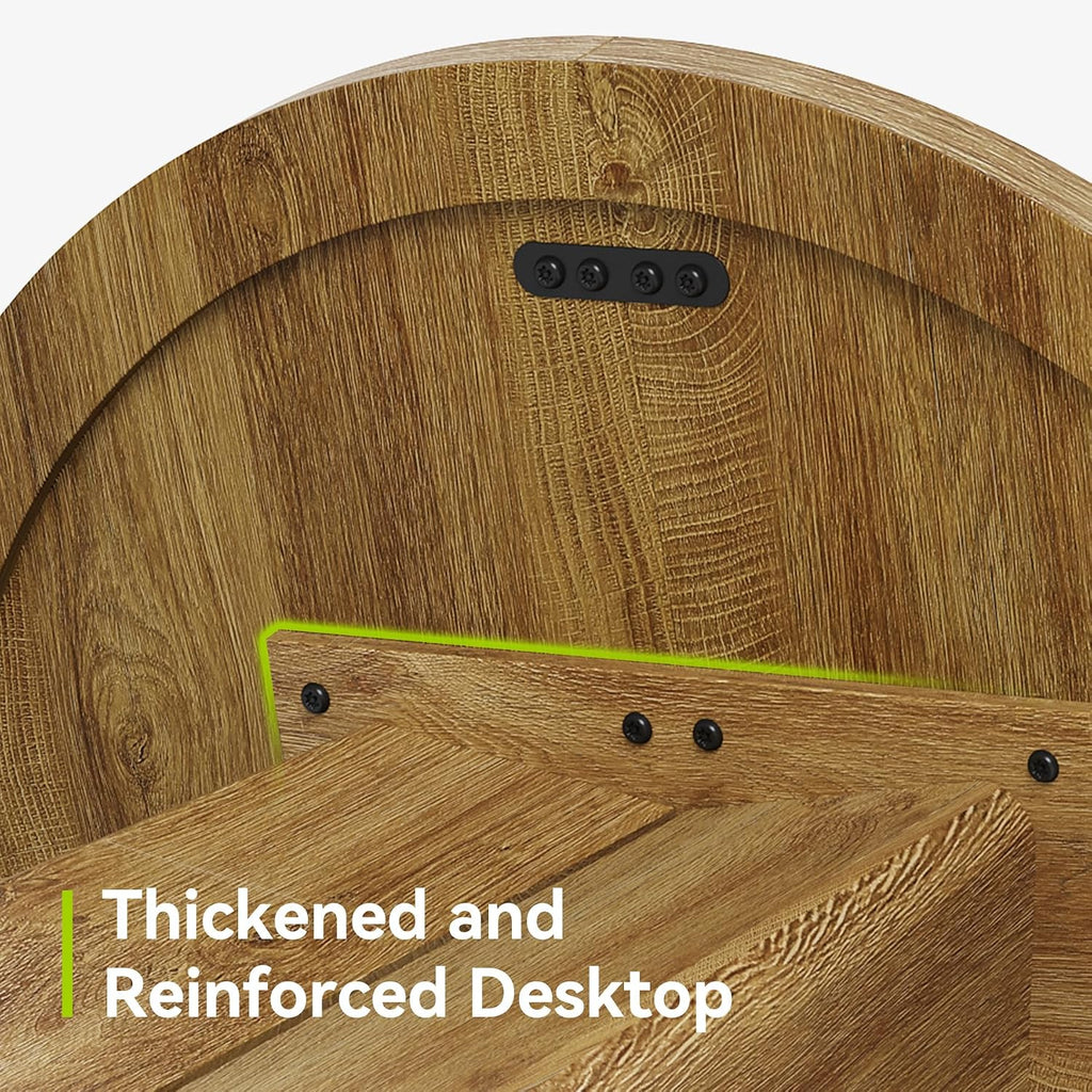 LITTLE TREE 31.50-Inch Round Dining Table for 2, Farmhouse Circle Kitchen Table, Dining Room Table with Wooden Pedestal Base, for Dining Room, Kitchen (Light Walnut)