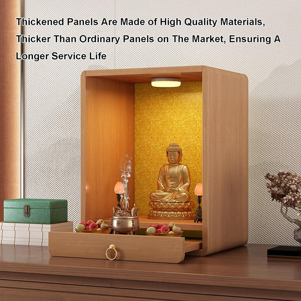 Meditation Table, Altar Table with Drawer,Used for Meditation and Prayers, Bamboo Furniture for Displaying Jars, Plants and Books(Yellow,30x30x40cm/12x12x16in)
