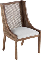 Christopher Knight Home Yone Dining Chairs Set of 2, Modern Dining Chair with Fabric Upholstery, Rubberwood Frame Kitchen Chairs with Cane Webbing, Extra Seat for Dining Room, Beige + Brown