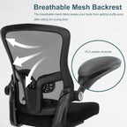 Ergonomic Drafting Chair – Tall Office Chair for Standing Desk, Adjustable Height Mesh Chair with Footrest and Flip-Up Arms, Counter Height, Black