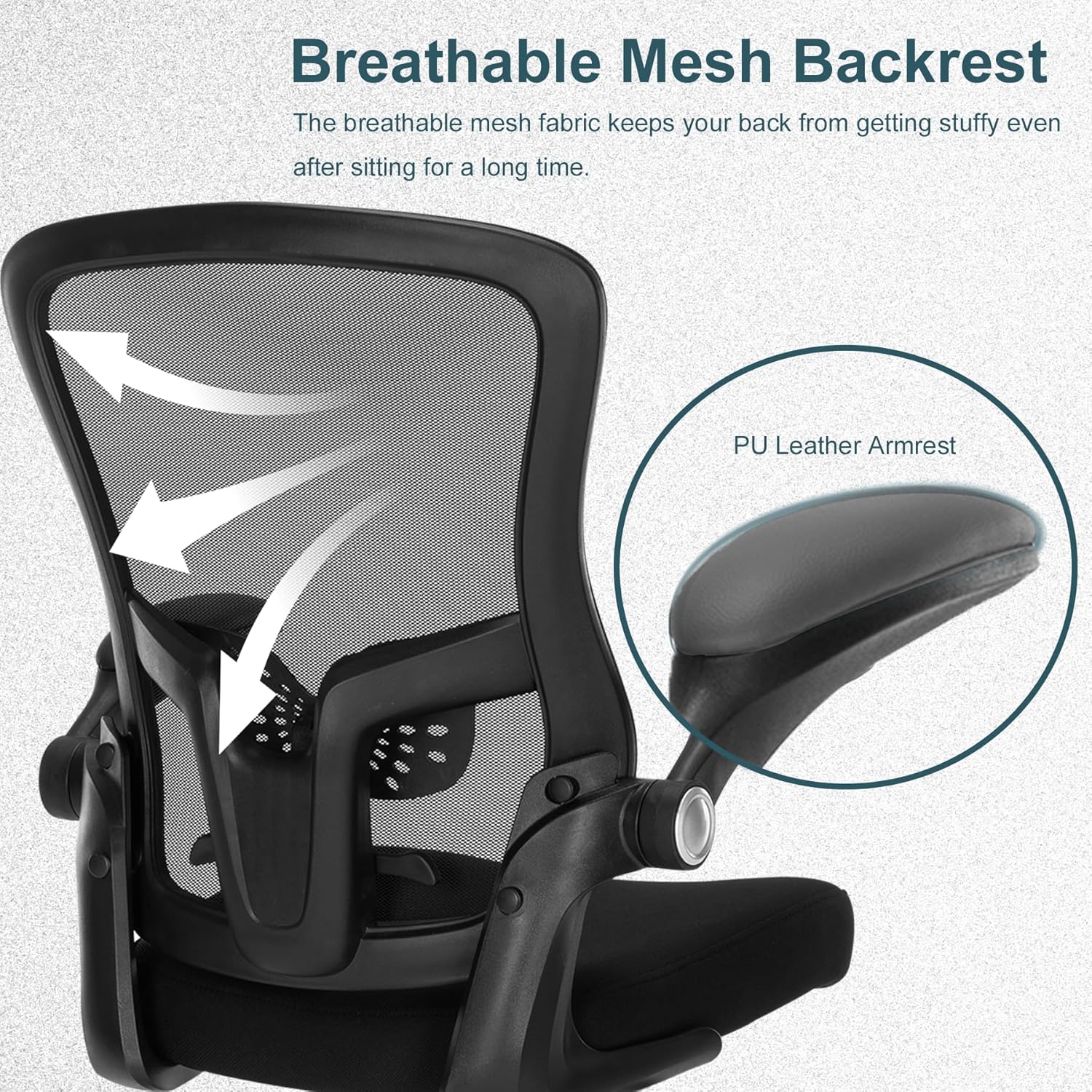 Ergonomic Drafting Chair – Tall Office Chair for Standing Desk, Adjustable Height Mesh Chair with Footrest and Flip-Up Arms, Counter Height, Black