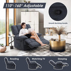 Oversized Rocker Recliner Chair, Wide Rocker Chair with Adjustable Backrest Footrest, Lazy Boy Oversized Recliner for Adults, Reclining Sofa for Living Room, Reading, Bedroom, Blue Black