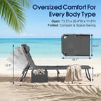 Flamaker Oversize Face Down Chaise Lounge Chair | 27 Inch Wide Foldable Outdoor Patio Chair, 5-Position Adjustable Tanning Chair with Face& Arm Holes (Grey, 1 Pcs)