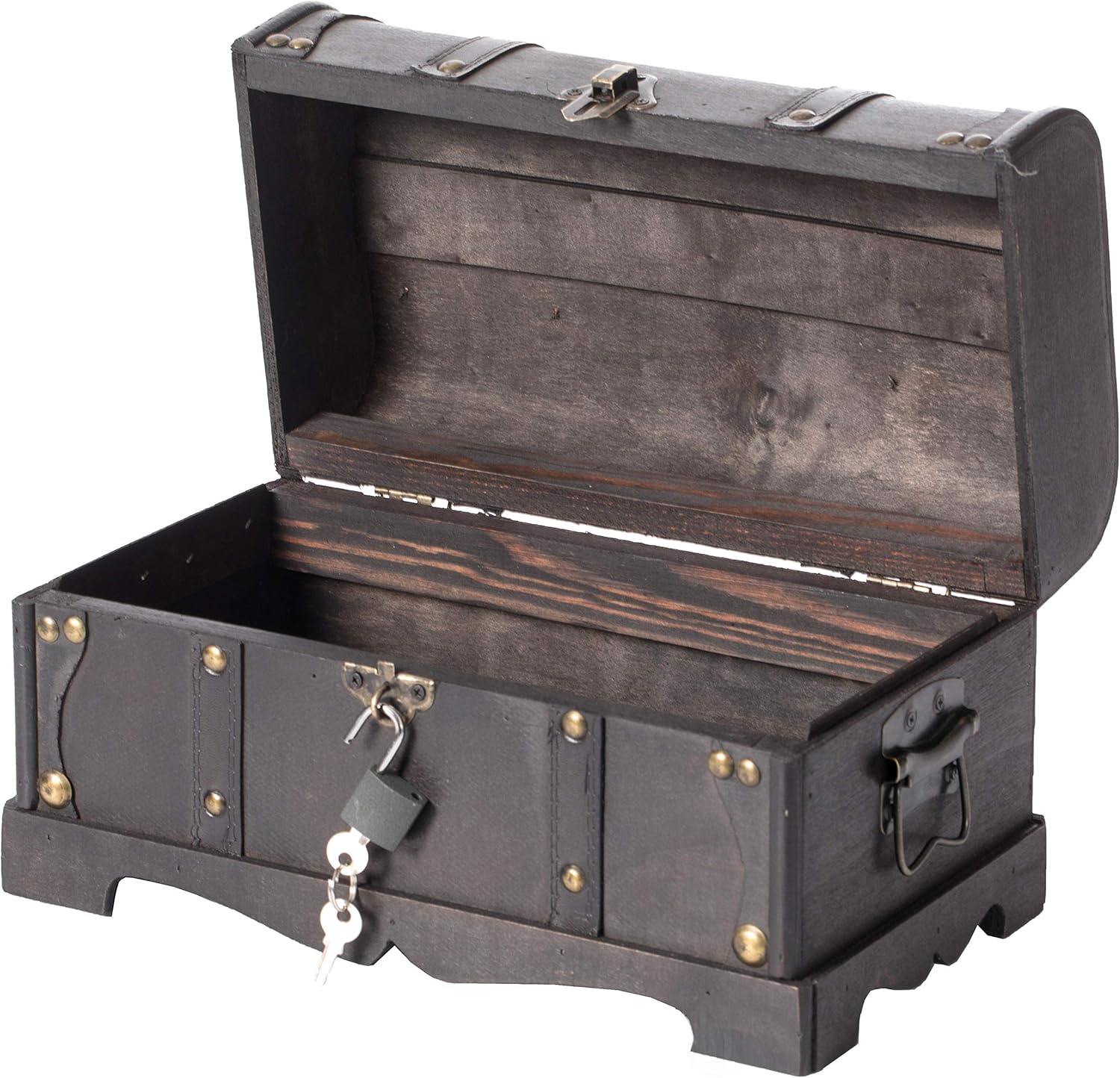 Vintiquewise Small Pirate Style Wooden Treasure Chest (Chest with Padlock) (QI003026.p)