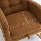 Upholstered Rocking Armchair with Footrest 39.76" High Back Teddy Fabric Rocker Chair with Side Storage Pocket and Rubber Wood Base for Living Room Bedroom Nursery (Caramel)