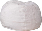 EMMA + OLIVER Small White Furry Bean Bag Chair for Kids and Teens