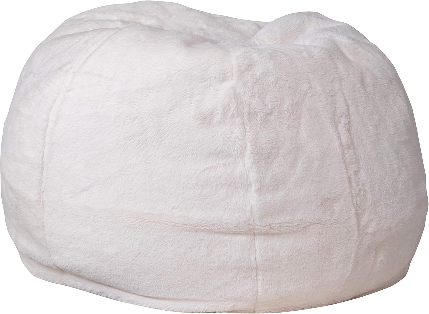 EMMA + OLIVER Small White Furry Bean Bag Chair for Kids and Teens