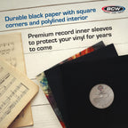 BCW 12-Inch Vinyl LP Record Sleeves - 50 Pack | Black Polylined Inner Protective Sleeves with Center Hole for Vinyl Records | Acid-Free, Scratch Resistant | Ideal for DJs and Collectors
