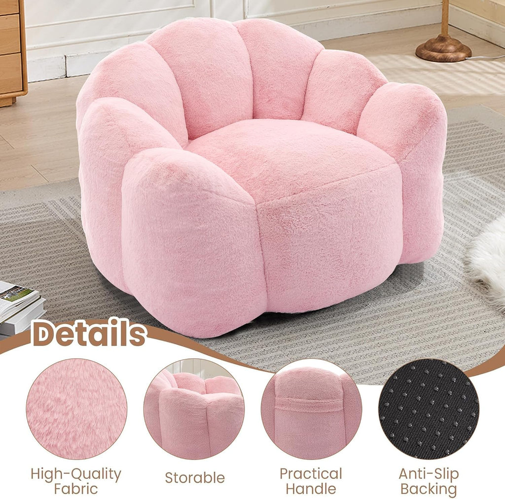 YISHENG Bean Bag Chairs, Large Bean Bag Couch for Adults,Stuffed Single Sofa Chair Comfy Giant Bean Bag Chair with Spacious Design for Playing or Bedroom,Reading Pink